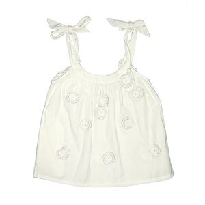 NWOT!! White Sleeveless Top with Floral Accents
